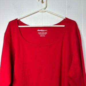 Denim 24/7 scoop neck top. Red. Size 2X.